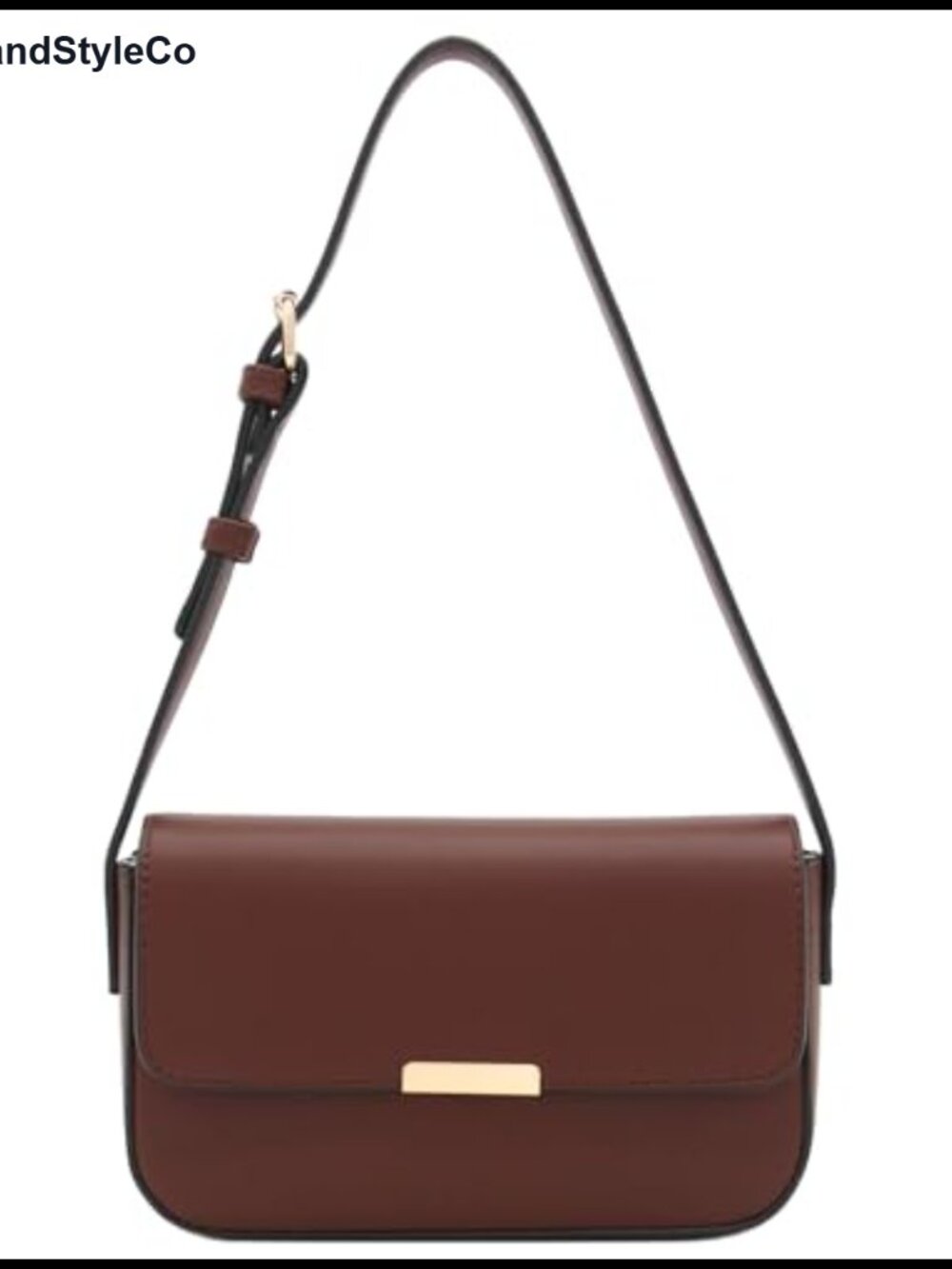 Rectangular Flap Shoulder Bag Faux Leather Gold Hardware Purse